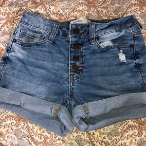stretch jean shorts